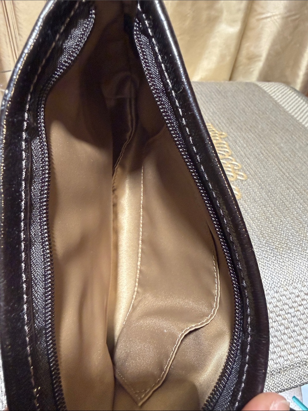 Coach Signature C Logo Wristlet with Brown Leather Trim and Gold Hardware - Picture 5 of 9